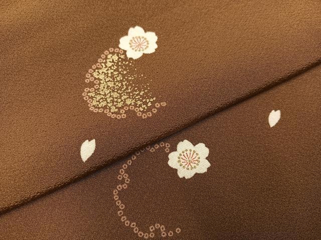 平和屋着物●上質な小紋 雪輪桜文 金彩 正絹 逸品 AABC3651ph