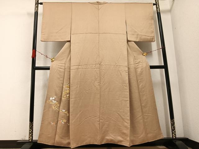 平和屋着物●色留訪問着 佐賀錦 刺繍 松竹梅貝桶文 金銀糸 正絹 逸品 AABC3696ph