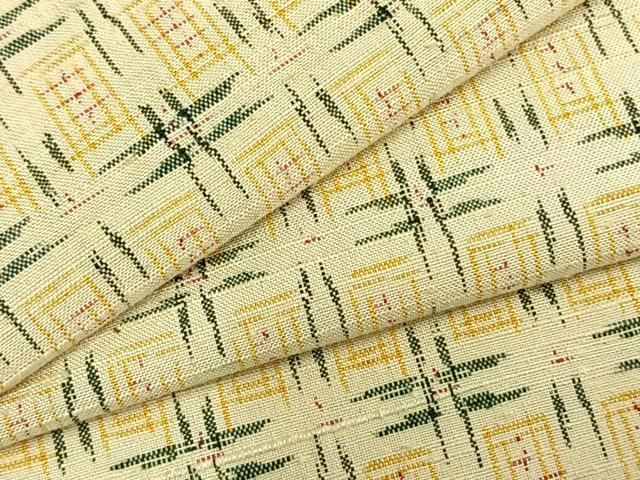 平和屋着物▽上質な紬 単衣 幾何学文様 正絹 逸品 AABC3728fy