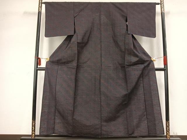 平和屋着物▽上質な紬 単衣 斜縞 正絹 逸品 AABC3729fy