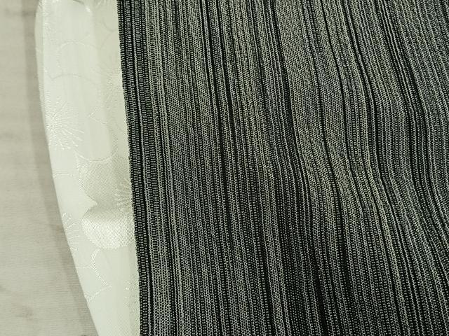 平和屋着物▽お召 単衣 縞 正絹 逸品 AABC3740fy