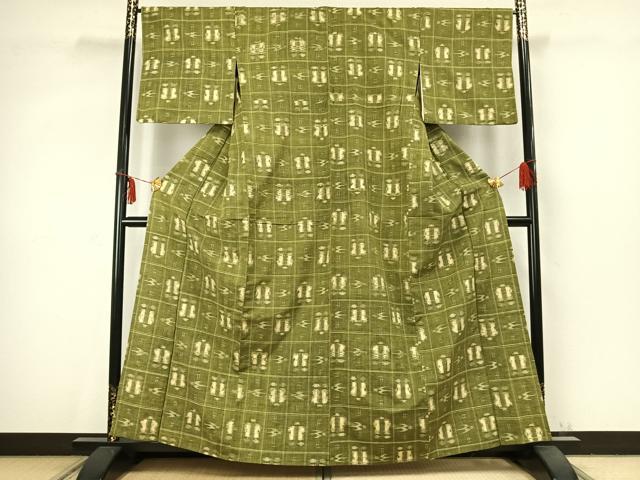 平和屋着物▽上質な紬 単衣 遠州椿 三越扱い 正絹 逸品 AABC3741fy