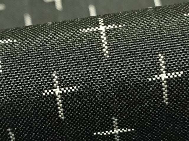 平和屋着物▽上質な紬 単衣 十字絣 黒地 正絹 逸品 AABC3742fy