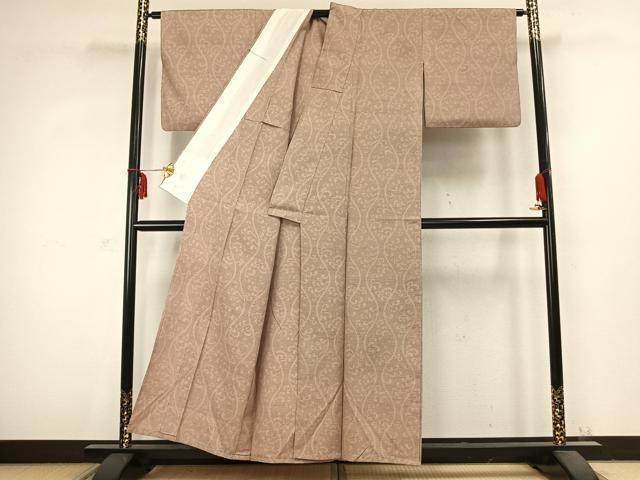 平和屋着物▽結城紬 単衣 80亀甲 立涌文 正絹 逸品 AABK4518ck