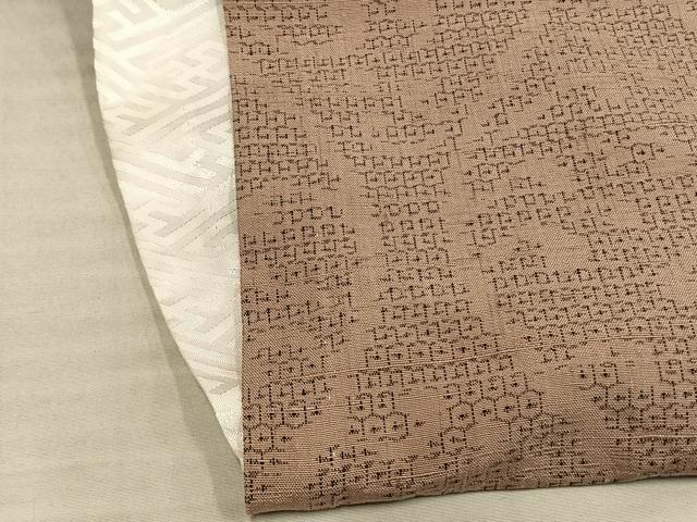 平和屋着物▽結城紬 単衣 80亀甲 立涌文 正絹 逸品 AABK4518ck