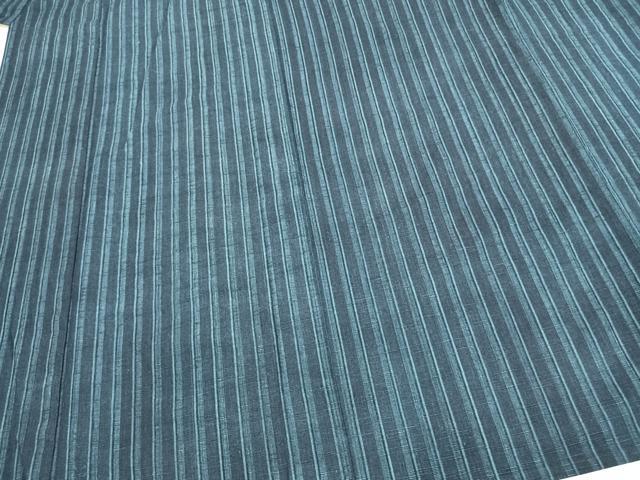 平和屋着物▽上質な紬 単衣 縞 正絹 逸品 AABC3749fy
