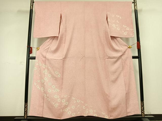 平和屋着物▽訪問着 単衣 草花文 正絹 逸品 AABC3754fy