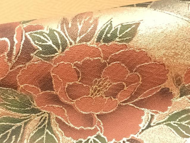 平和屋着物▽訪問着 単衣 地紙花文 金銀彩 正絹 逸品 AABC3765fy