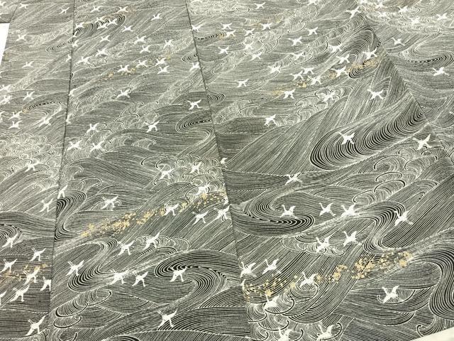 平和屋着物▽上質な小紋 単衣 作家物 飛鳥文 金彩 正絹 逸品 AABC3766fy