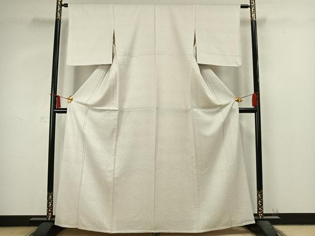 平和屋着物▽上質な色無地 単衣 立波地紋 灰黄緑色 正絹 逸品 未使用 AABC3767fy