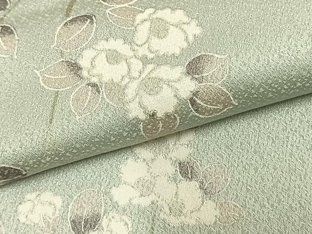 平和屋着物▽上質な小紋 単衣 草花文 正絹 逸品 AABC3772fy