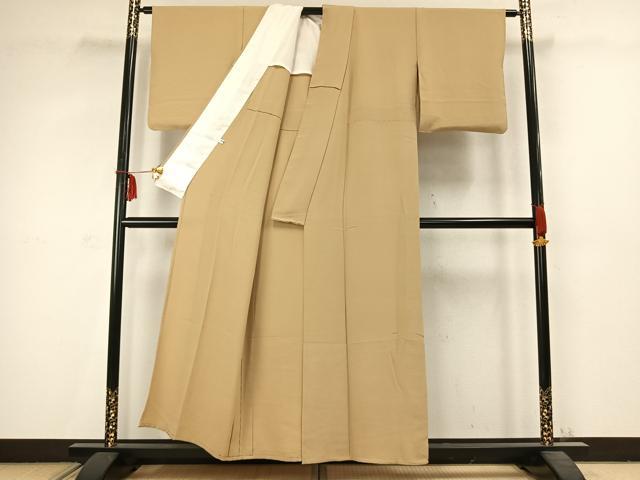 平和屋着物▽上質な色無地 単衣 枯色 正絹 逸品 AABC3774fy