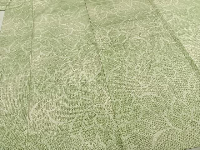 平和屋着物▽上質な紬 単衣 草花文 正絹 逸品 AABC3776fy