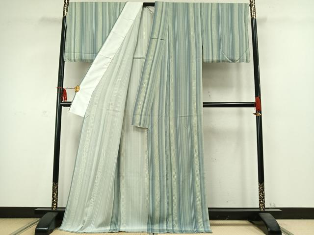 平和屋着物▽上質な小紋 単衣 間道 正絹 逸品 AABC3779fy