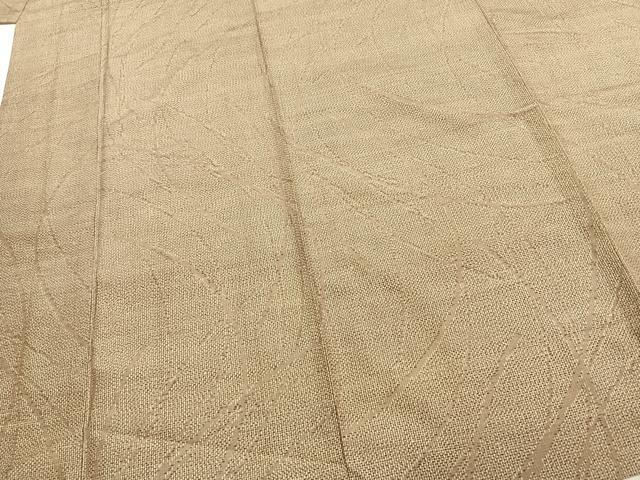 平和屋着物▽上質な紬 単衣 草葉文 正絹 逸品 AABC3788fy