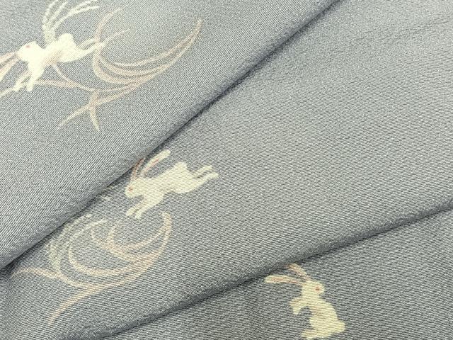 平和屋着物▽上質な小紋 単衣 兎 正絹 逸品 AABC3803fy