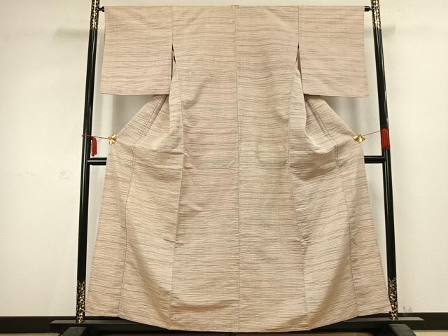 平和屋着物▽上質な紬 単衣 格子 正絹 逸品 AABC3807fy