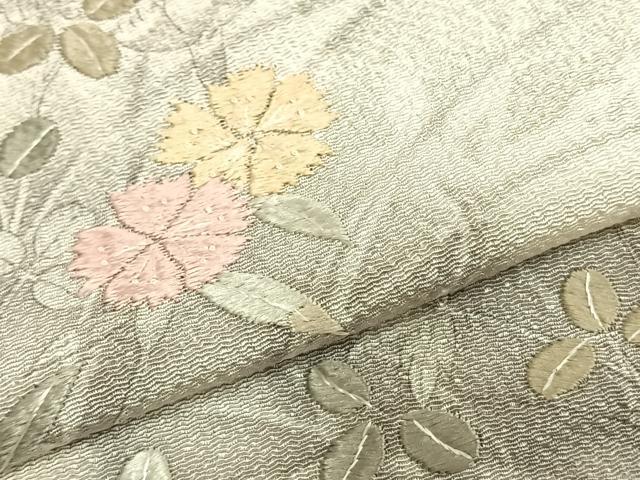平和屋着物▽訪問着 単衣 手描き 刺繍 草花文 暈し染め 鬼しぼ縮緬 正絹 逸品 AABC3812fy