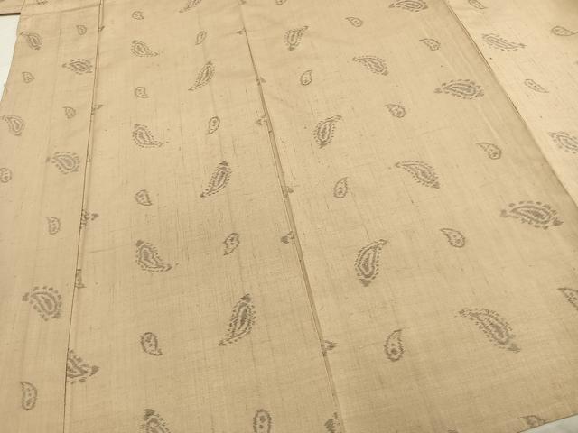 平和屋着物▽上質な紬 単衣 勾玉 正絹 逸品 AABC3818fy