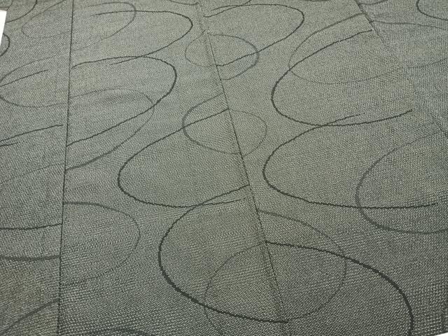 平和屋着物▽本塩沢 単衣 110亀甲 抽象文様 黒地 正絹 逸品 AABC3834fy