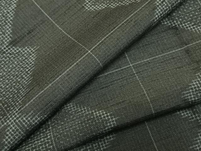 平和屋着物▽上質な紬 単衣 幾何学文様 正絹 逸品 AABC3837fy