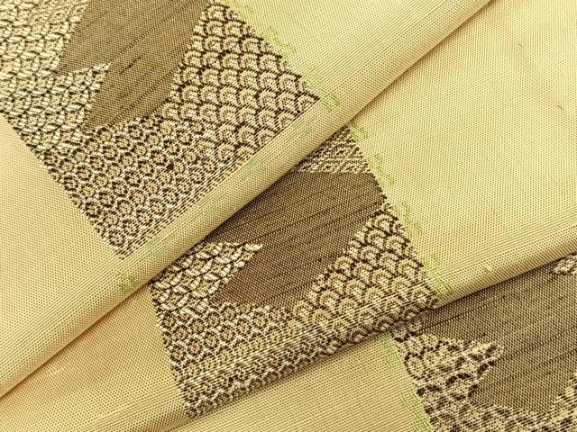 平和屋着物▽上質な紬 単衣 色紙文 正絹 逸品 AABC3838fy
