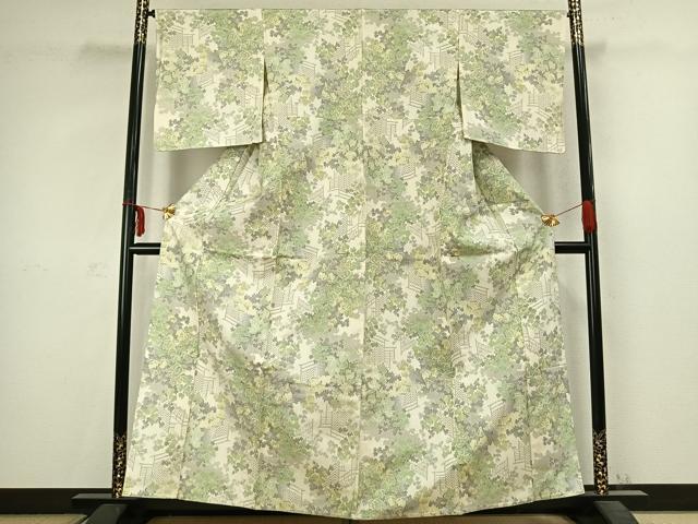 平和屋着物▽本場大島紬 白大島 単衣 風景文 正絹 逸品 未使用 AABC3842fy
