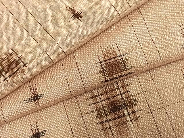 平和屋着物▽上質な紬 単衣 間道 正絹 逸品 AABC3844fy