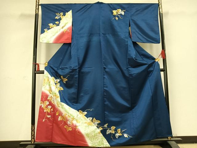 平和屋着物▽訪問着 単衣 蔦の葉文 金彩 洗える着物 AABC3849fy