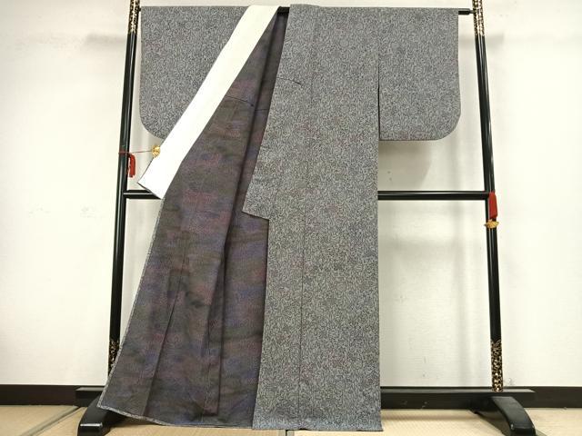平和屋着物▽小紋 単衣 型染め 雪輪草花文 洗える着物 AABC3855fy