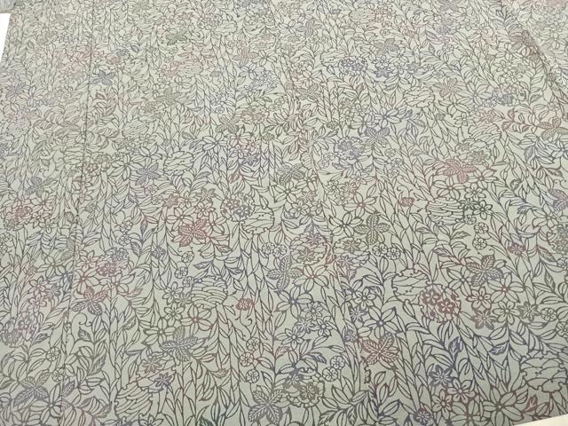 平和屋着物▽小紋 単衣 型染め 雪輪草花文 洗える着物 AABC3855fy