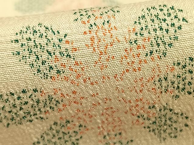 平和屋着物▽本塩沢 単衣 吉祥花文 正絹 逸品 AABC3859fy