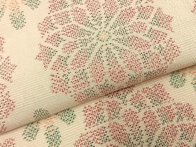 平和屋着物▽本塩沢 単衣 吉祥花文 正絹 逸品 AABC3859fy
