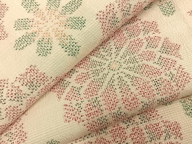 平和屋着物▽本塩沢 単衣 吉祥花文 正絹 逸品 AABC3859fy