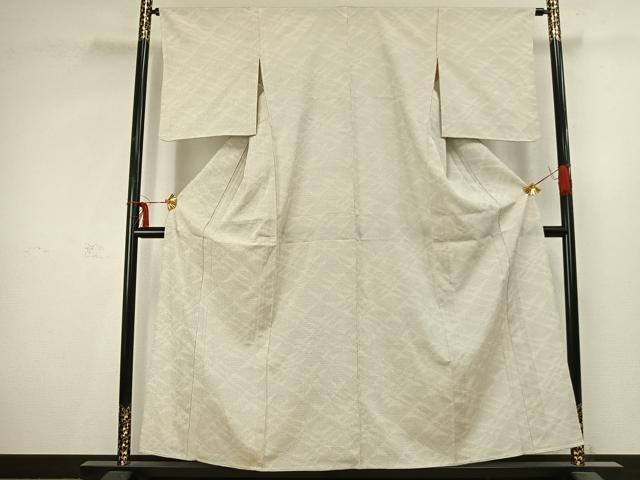 平和屋着物▽本塩沢 単衣 110亀甲 幾何学文様 正絹 逸品 AABC3863fy