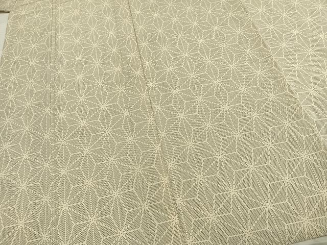 平和屋着物▽本塩沢 単衣 麻の葉文様 正絹 逸品 AABC3871fy