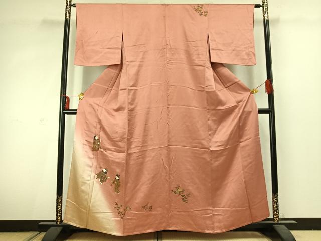 平和屋着物▽訪問着 単衣 人物草花文 金彩 正絹 逸品 AABC3877fy