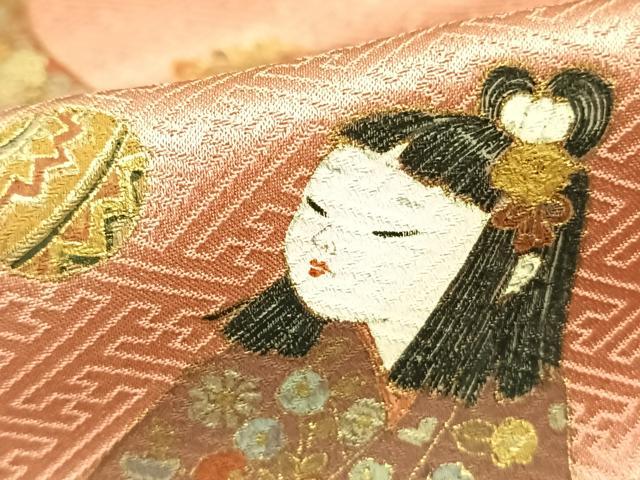 平和屋着物▽訪問着 単衣 人物草花文 金彩 正絹 逸品 AABC3877fy