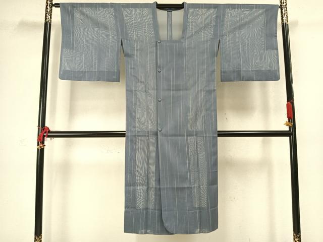 平和屋着物▽道行コート スリーシーズン 春夏秋 塵除け 縞 三越扱い ロング丈 正絹 逸品 AABC3883fy
