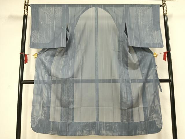 平和屋着物▽道行コート スリーシーズン 春夏秋 塵除け 縞 三越扱い ロング丈 正絹 逸品 AABC3883fy