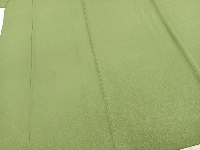 平和屋着物▽上質な色無地 単衣 草色 正絹 逸品 AABC3888fy