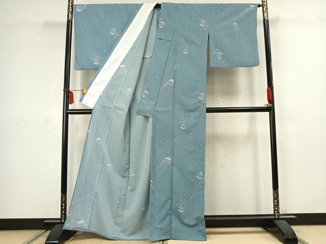 平和屋着物▽小紋 単衣 草花丸文 洗える着物 AABC3900fy