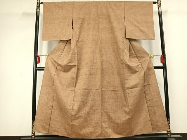 平和屋着物▽上質な紬 単衣 霞文 正絹 逸品 AABC3926fy