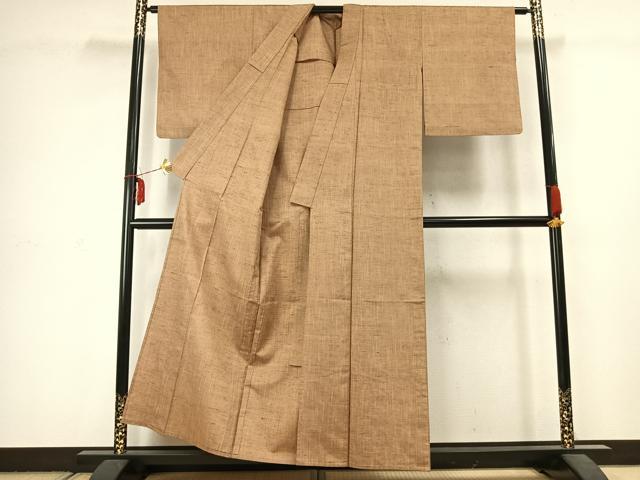 平和屋着物▽上質な紬 単衣 霞文 正絹 逸品 AABC3926fy