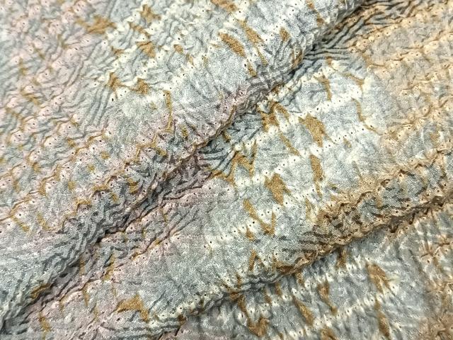 平和屋着物▽上質な小紋 単衣 絞り 流水文 正絹 逸品 AABC3931fy