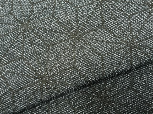 平和屋着物▽本塩沢 単衣 麻の葉文様 正絹 逸品 未使用 AABC3934fy