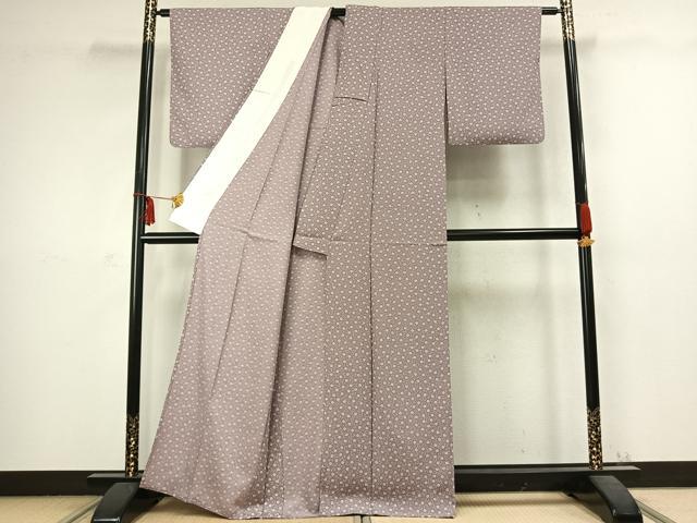 平和屋着物▽上質な小紋 単衣 花唐草文 正絹 逸品 AABC3937fy