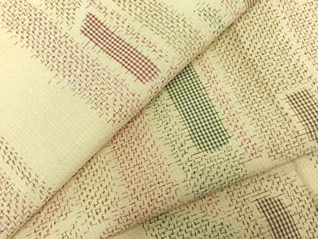 平和屋着物▽上質な紬 単衣 幾何学文様 正絹 逸品 AABC3943fy