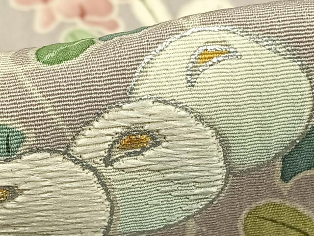 平和屋着物▽訪問着 単衣 刺繍 草花文 暈し染め 金銀糸 銀彩 正絹 逸品 AABC3950fy