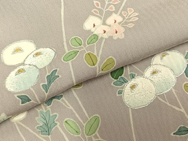 平和屋着物▽訪問着 単衣 刺繍 草花文 暈し染め 金銀糸 銀彩 正絹 逸品 AABC3950fy